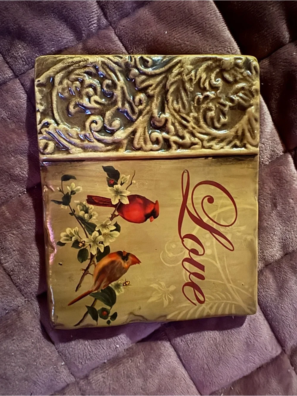 Decorative vintage Bird Wall Plaque Set - Hope Dream Imagine Love - Gold Accent